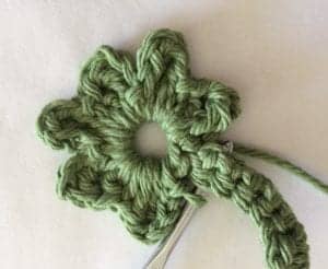 Four leaves of crochet clover.
