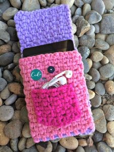 picture of pink crochet tablet cover