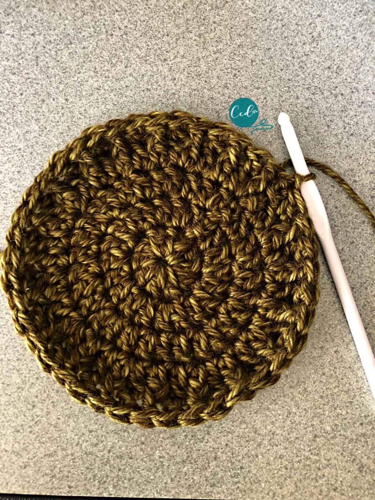 First rows of texture on crochet hat.