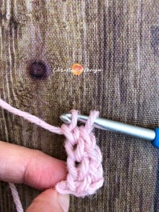 yarn bowl, pink yarn on crochet hook, fsc