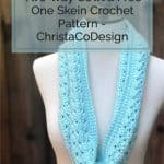 picture of blue shell stitch crochet cowl pin image with text