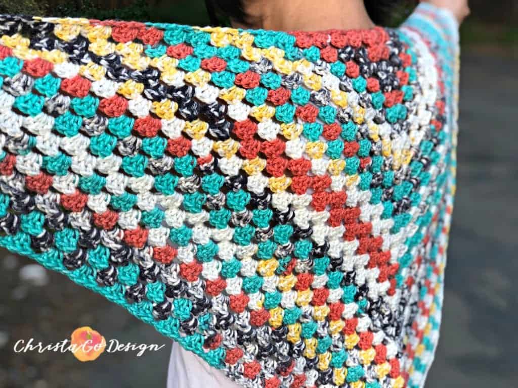 picture of colorful triangle scarf back