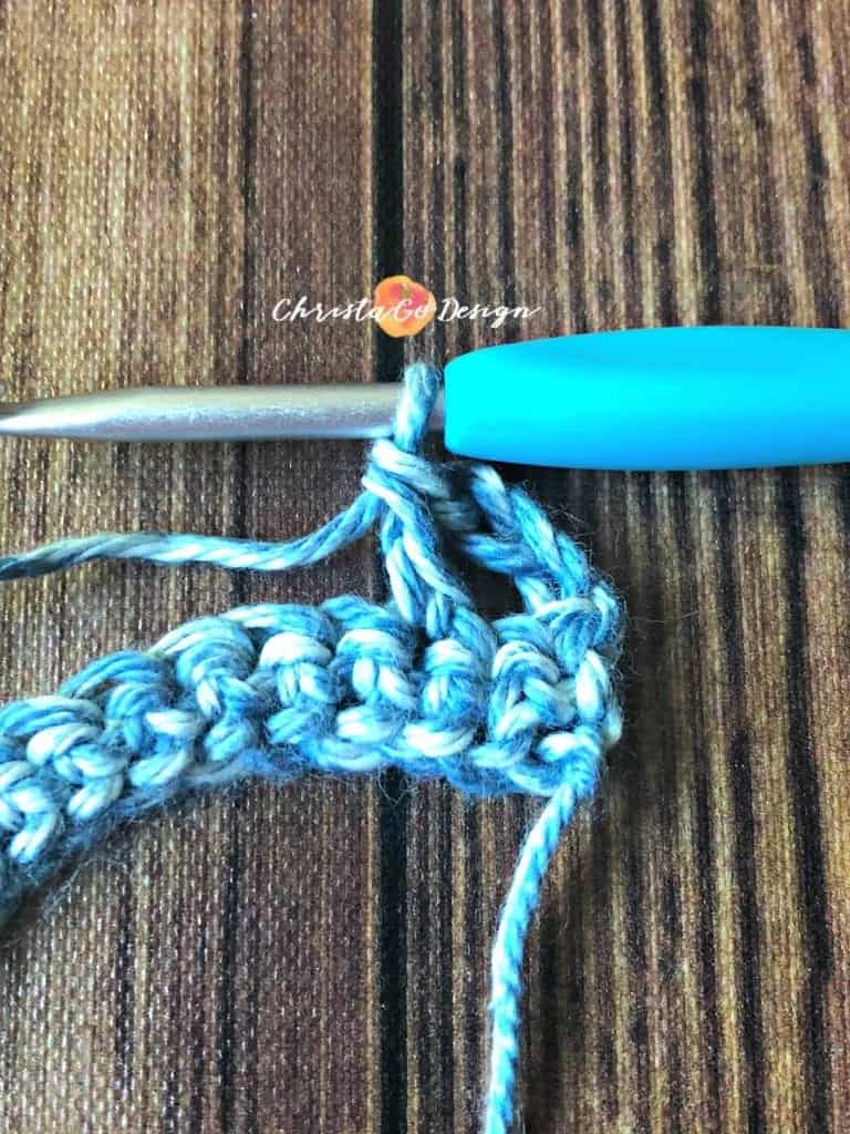picture of crochet dc for bead stitch tutorial