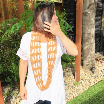 Easy Lacy Crochet Infinity Scarf a Free Pattern - ChristaCoDesign