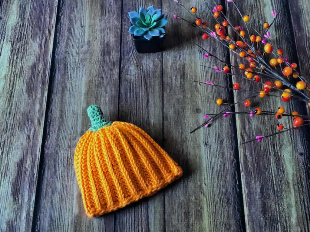 PICTURE OF crochet pumpkin hat orange