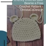 picture of pin image chunky bear beanie with text free crochet pattern
