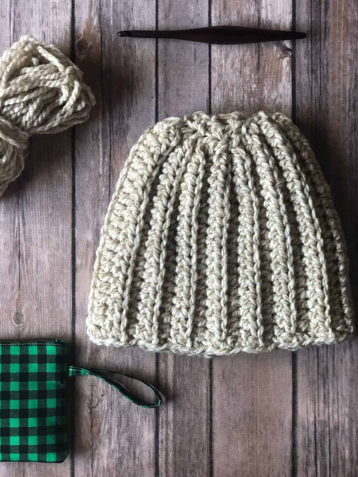 Chunky Crochet Hat a Free Easy Ribbed Beanie Pattern - ChristaCoDesign