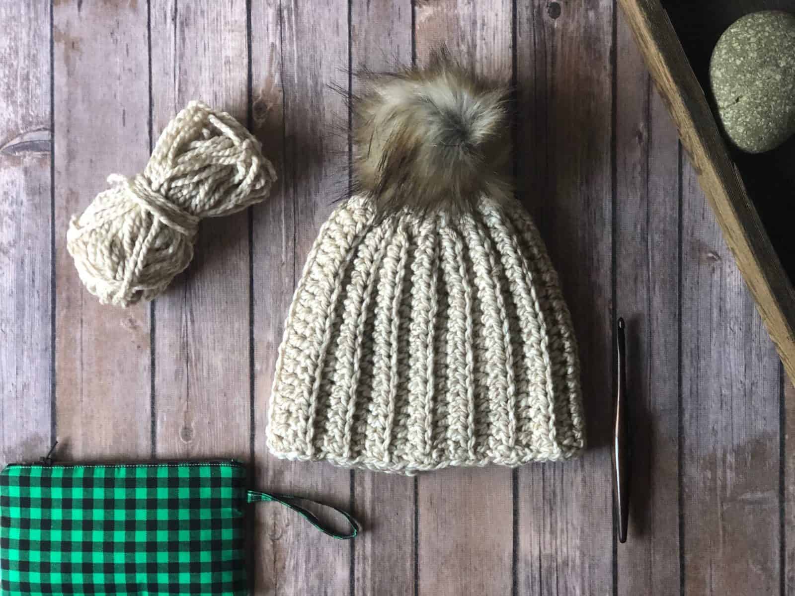 Chunky Crochet Hat a Free Easy Ribbed Beanie Pattern