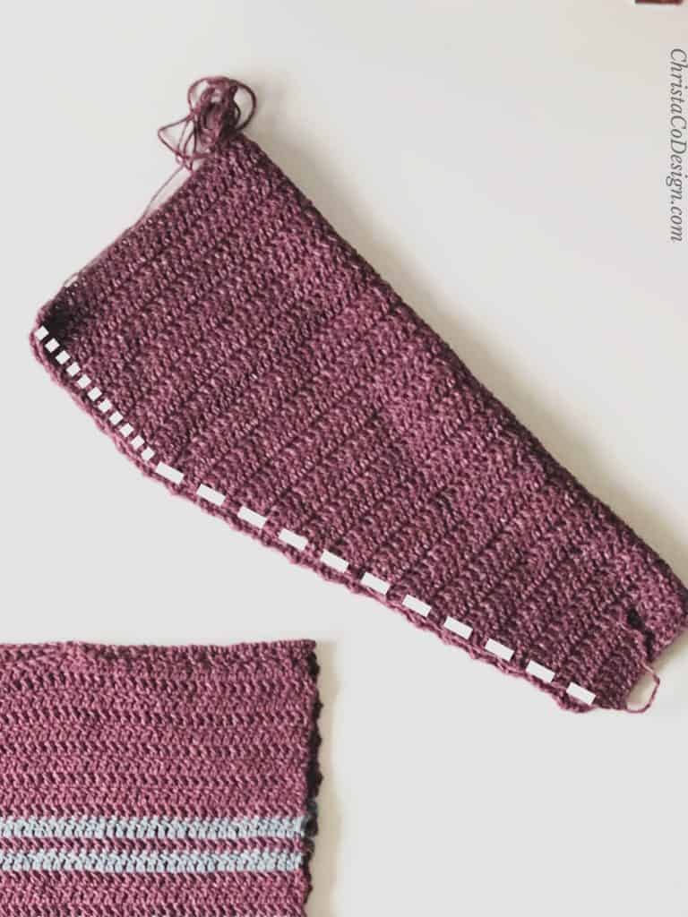 picture of where to seam sleeves crochet