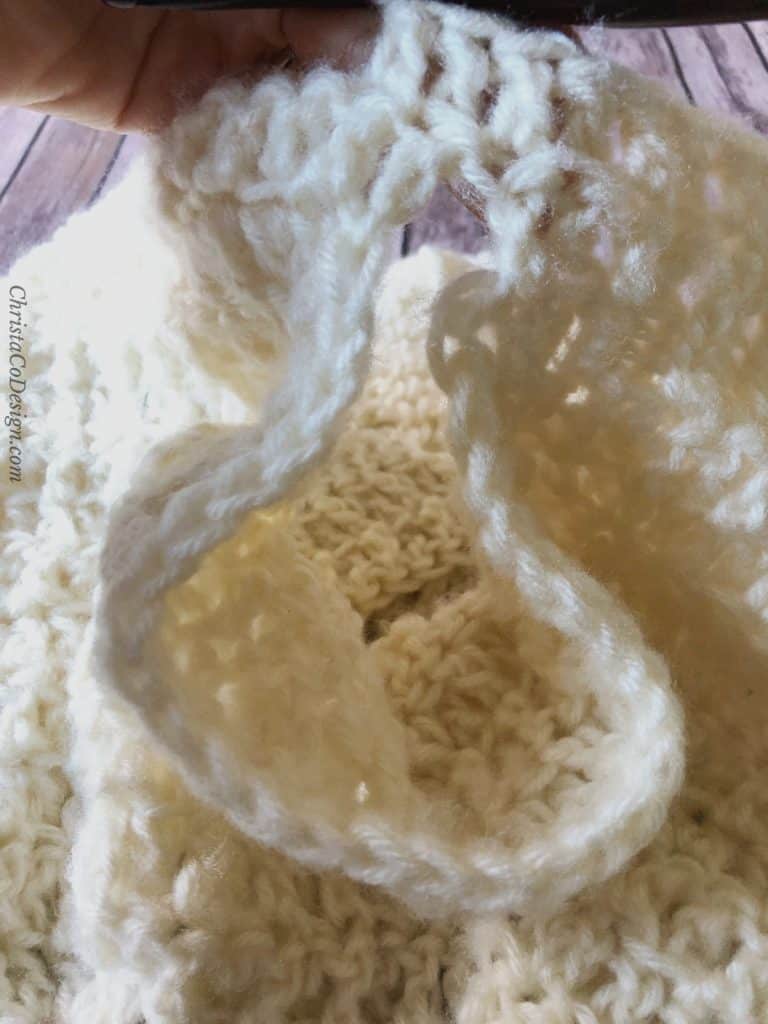 picture of sleeves and body divide chunky crochet sweater