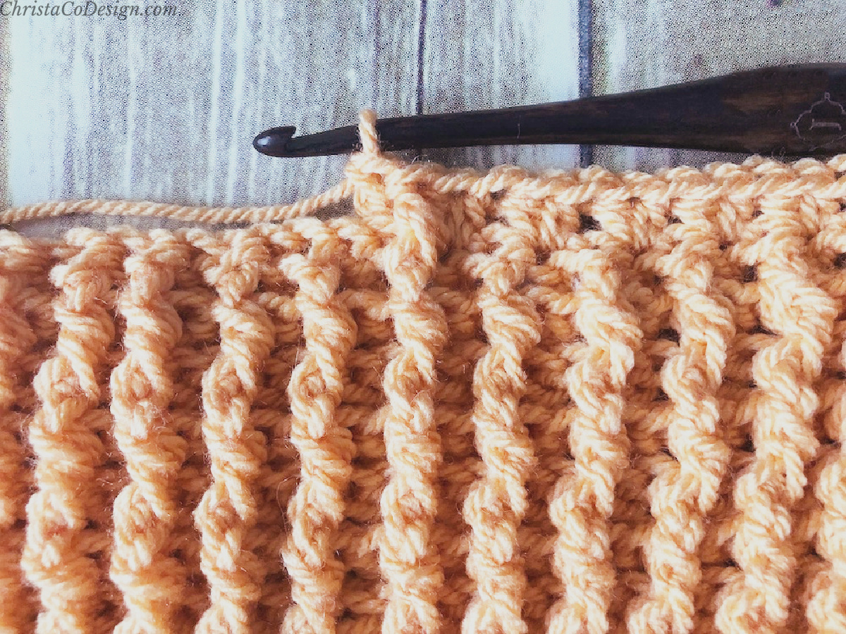 Continue post stitches for edge of blanket border.