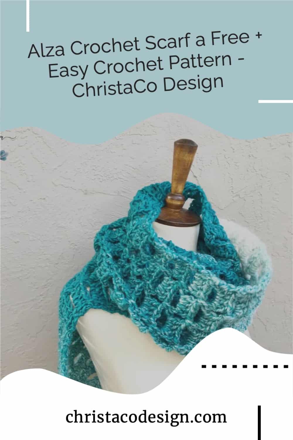 Easy Crochet Scarf Pattern One Skein Scarfie | Alza Scarf - ChristaCoDesign