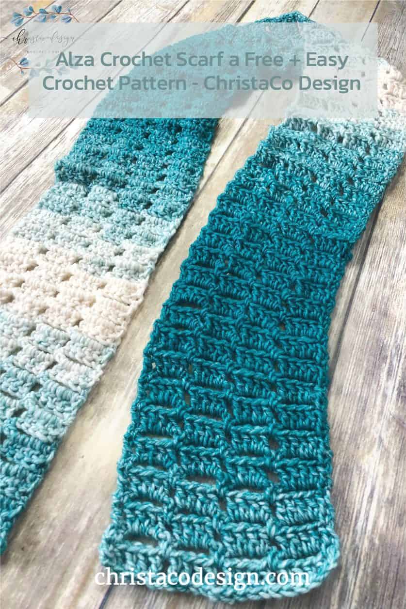 Easy Crochet Scarf Pattern One Skein Scarfie | Alza Scarf - ChristaCoDesign