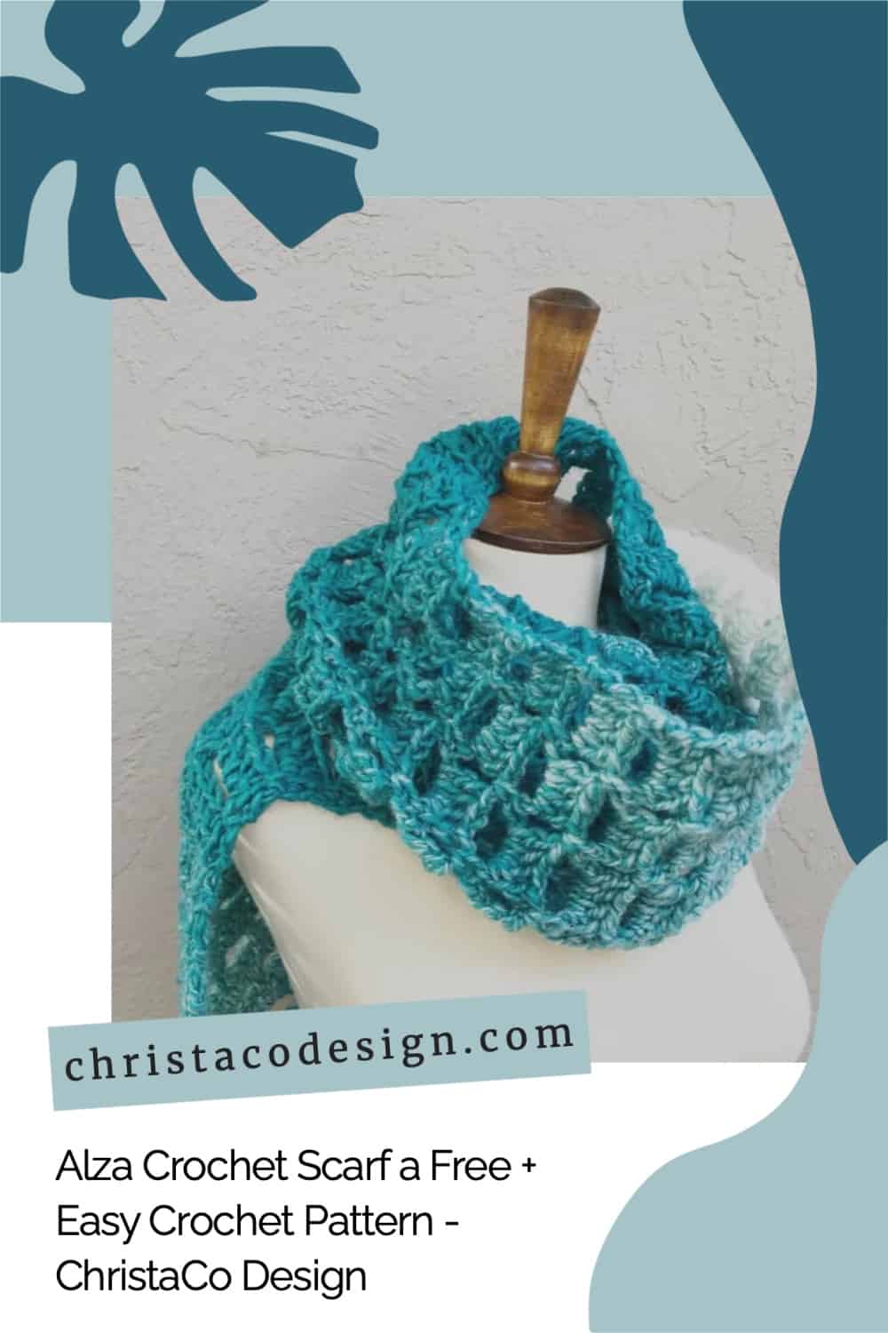 Easy Crochet Scarf Pattern One Skein Scarfie | Alza Scarf - ChristaCoDesign