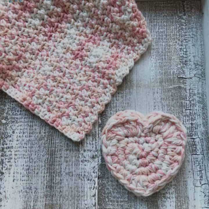 Crochet scrubby Heart and washcloth