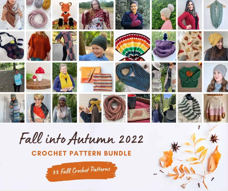 Collage of crochet patterns in bundle.