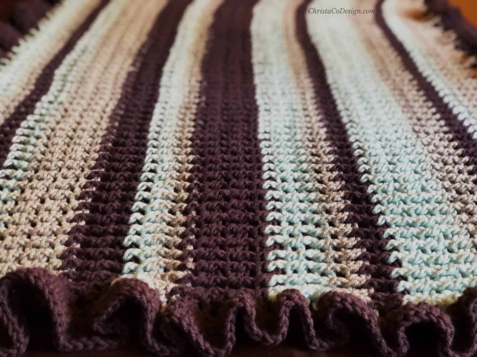 Strisce Easy Crochet Ruffle Edge Wrap Pattern ChristaCoDesign