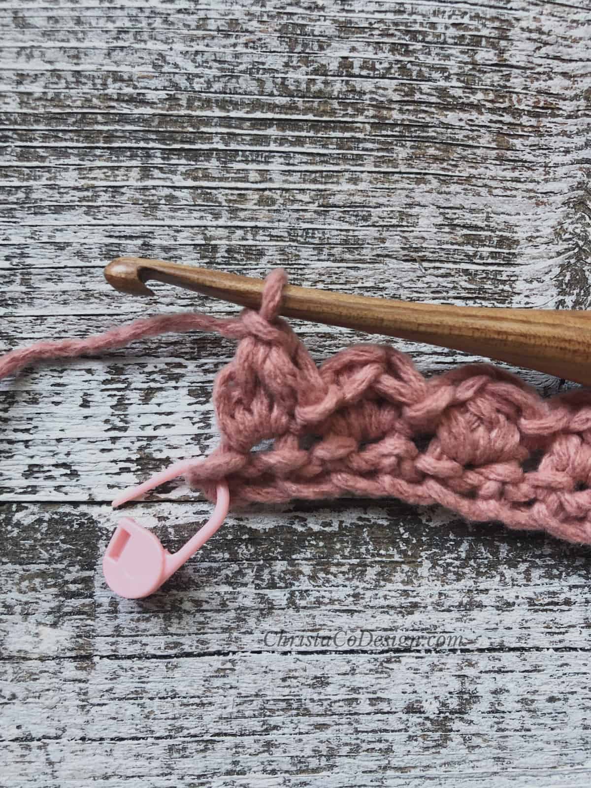 picture of berry stitch row in pink