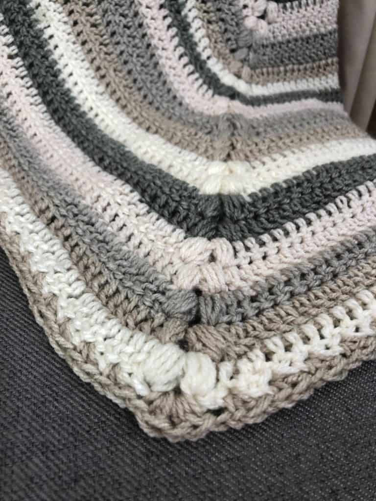Blanket border and puff stitches.