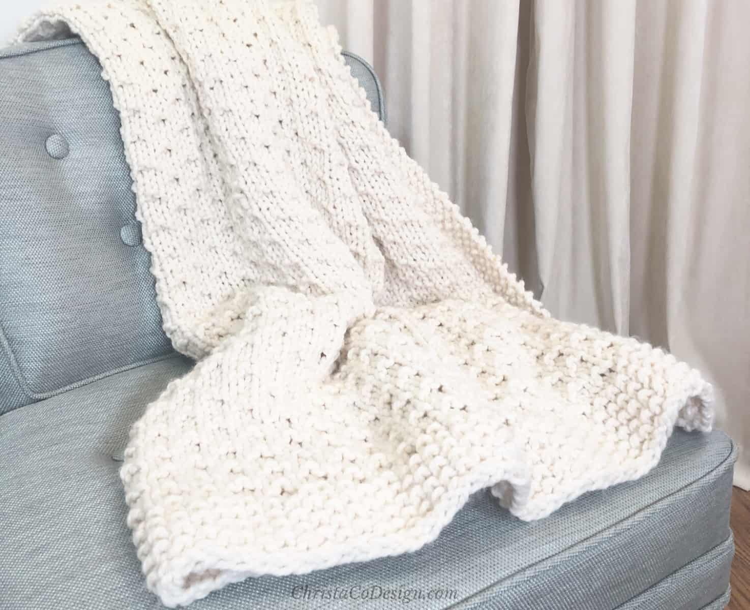 Easy Knit Blanket Pattern Beginner Knitting Pattern