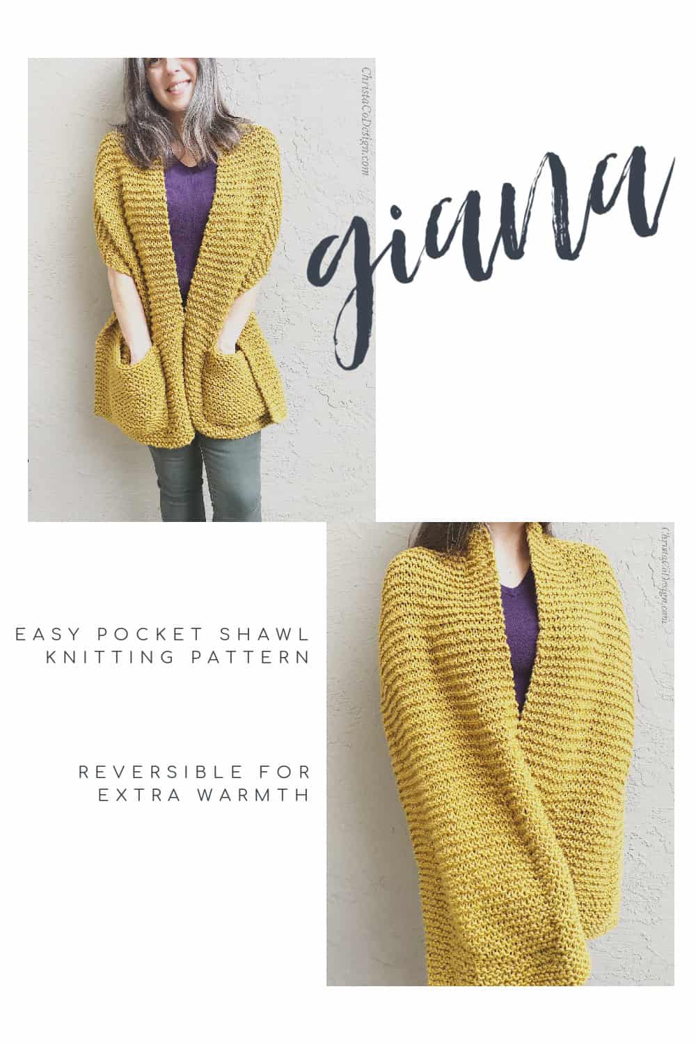 Easy Pocket Shawl Free Beginner Knitting Pattern Giana Shawl ...