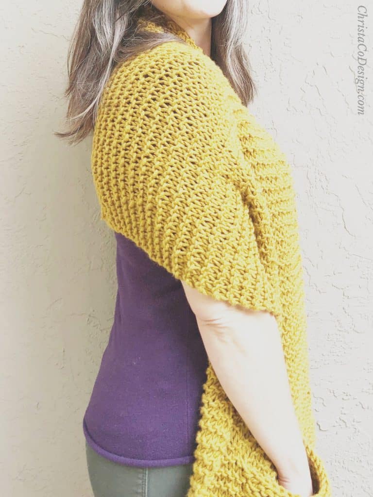picture of side view pocket shawl knit pattern