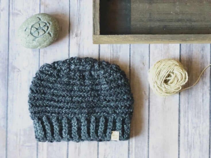 picture of flat black beanie crochet mens free pattern
