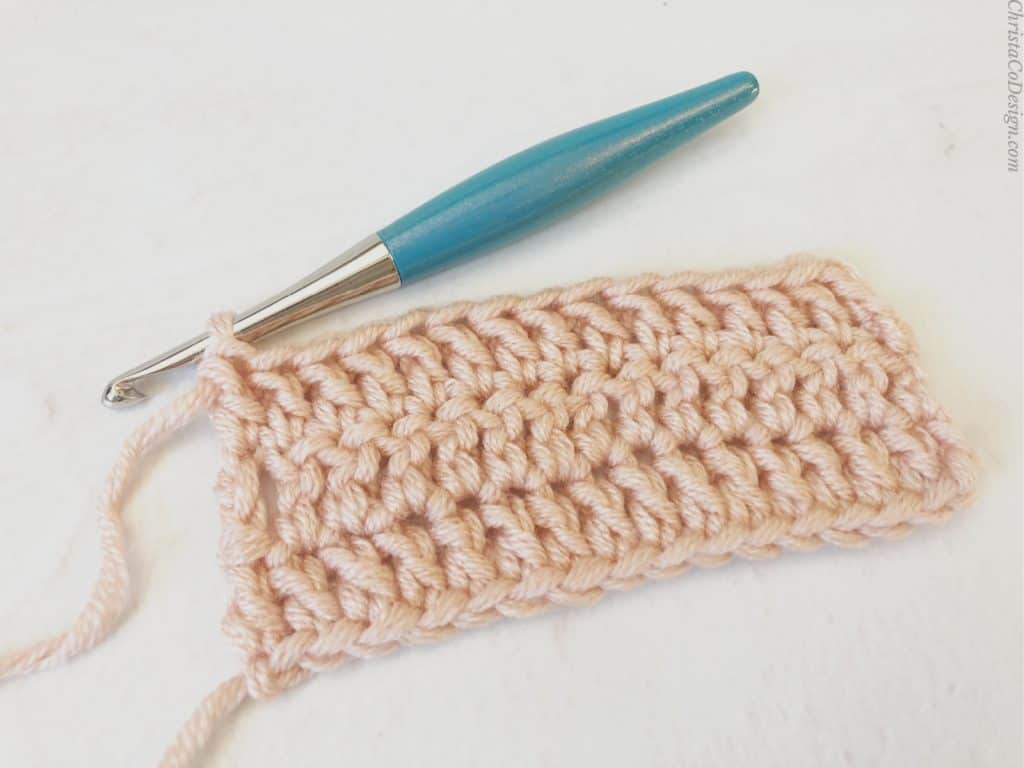 Double crochet swatch in pink.