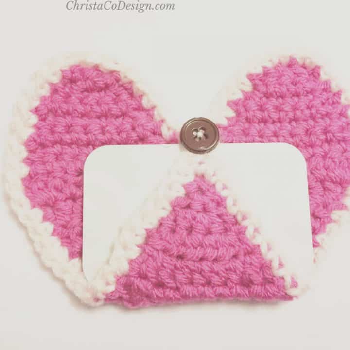 Gift card inserted in crochet heart.