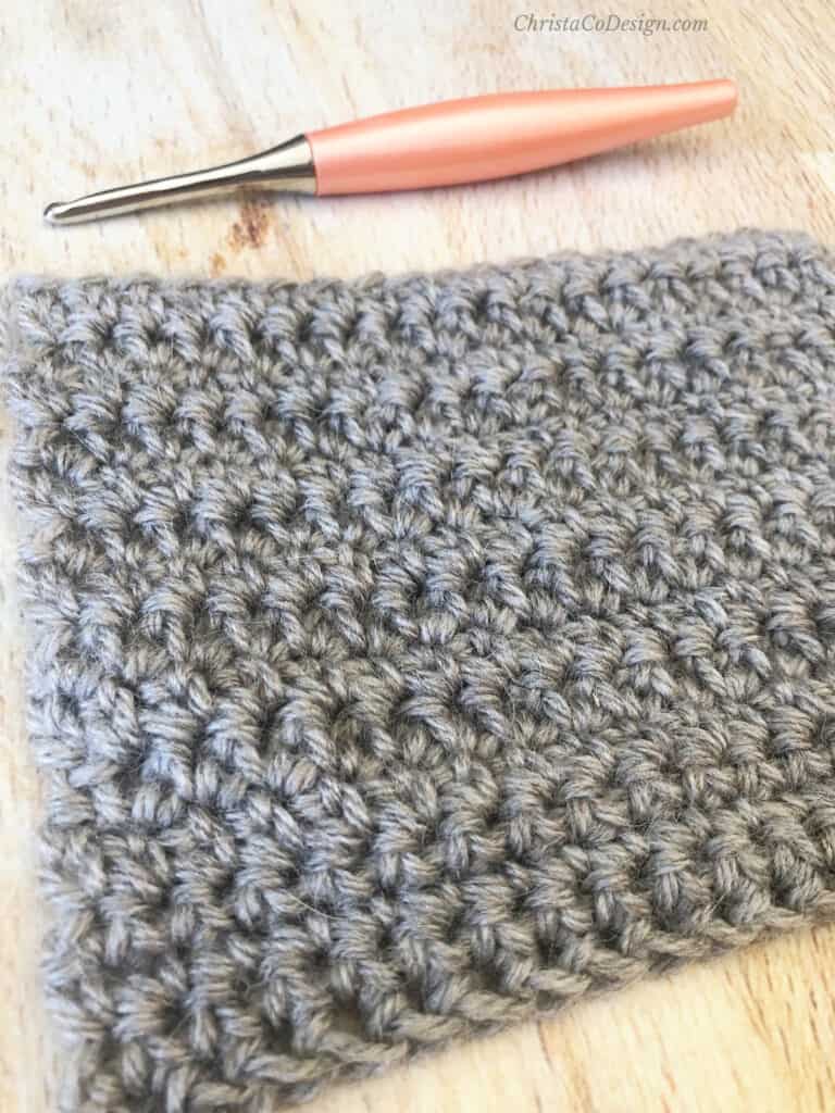 Swatch of extended single crochet stitches.