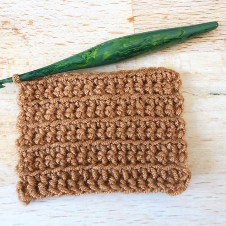 Front loop only single crochet swatch.