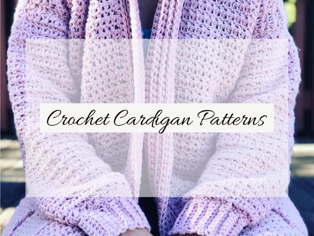Pink crochet cardigan.