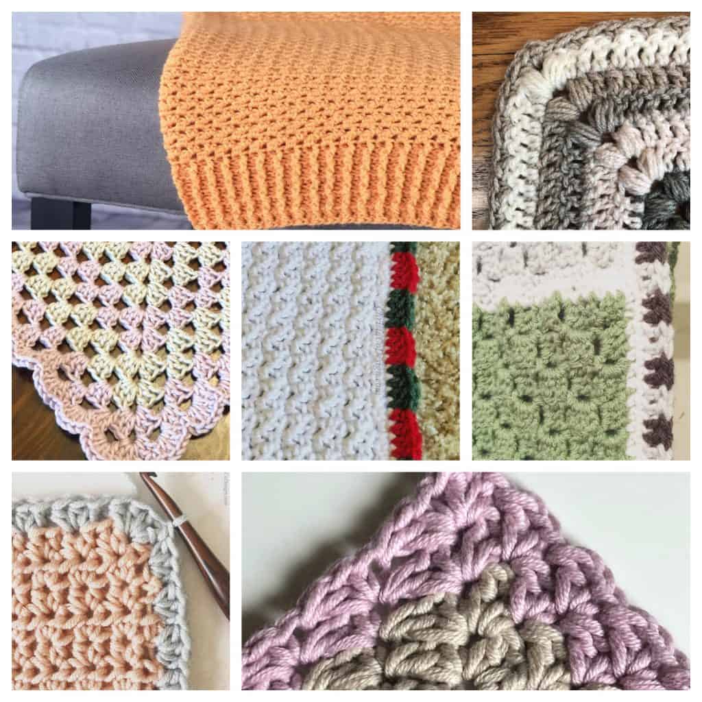 Collage of blanket borders crochet edges.