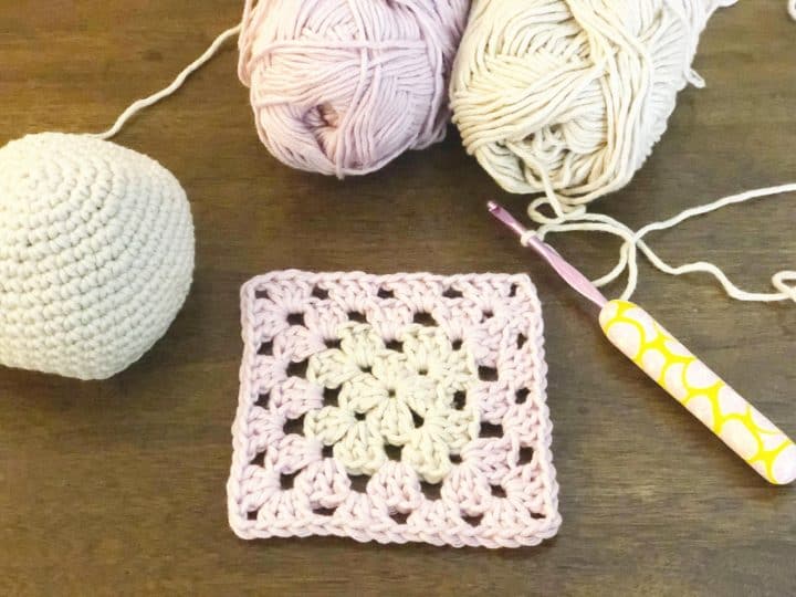 Pink and beige granny square.