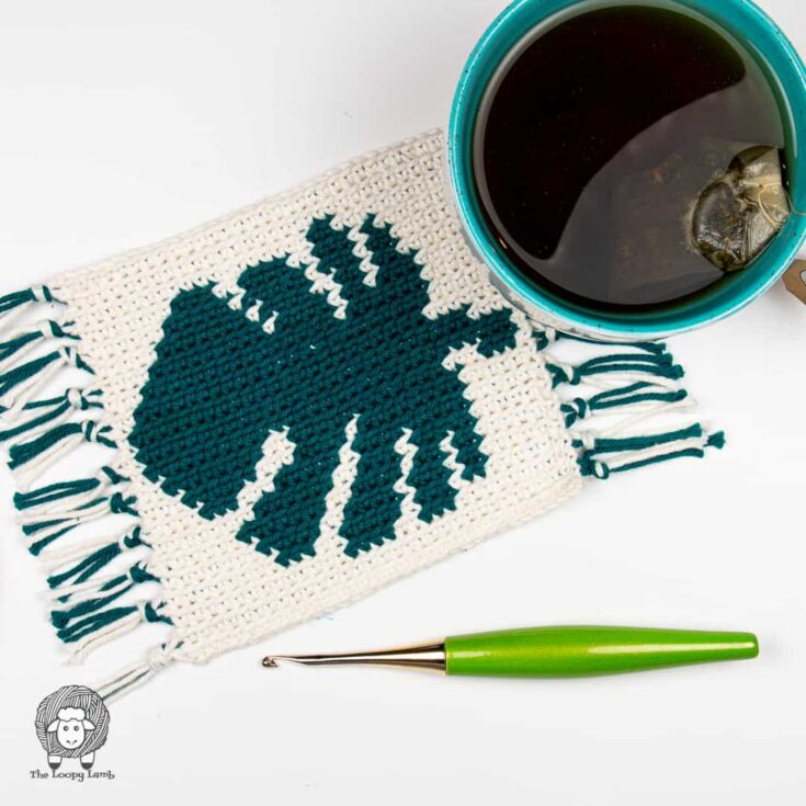Image for Monstera Leaf Crochet Mug Rug Pattern