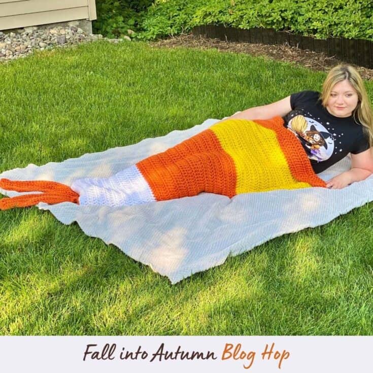 Image for Candy Corn Mermaid Tail Blanket for Adults