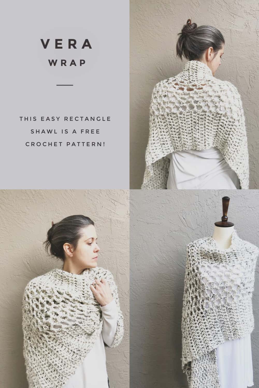 PIN IMAGE of easy rectangular crochet shawl pattern free!