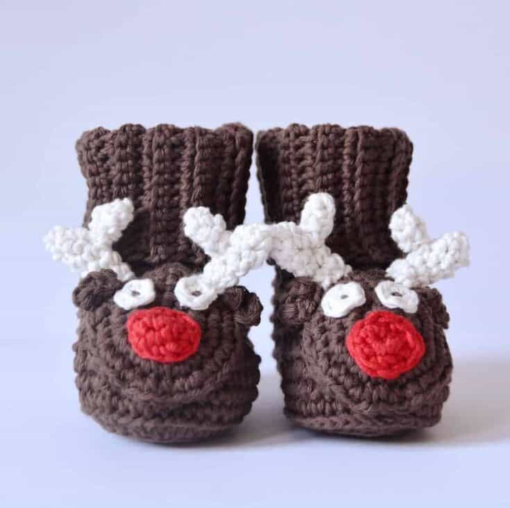 Image for Reindeer Crochet Baby Booties – Free Crochet Pattern