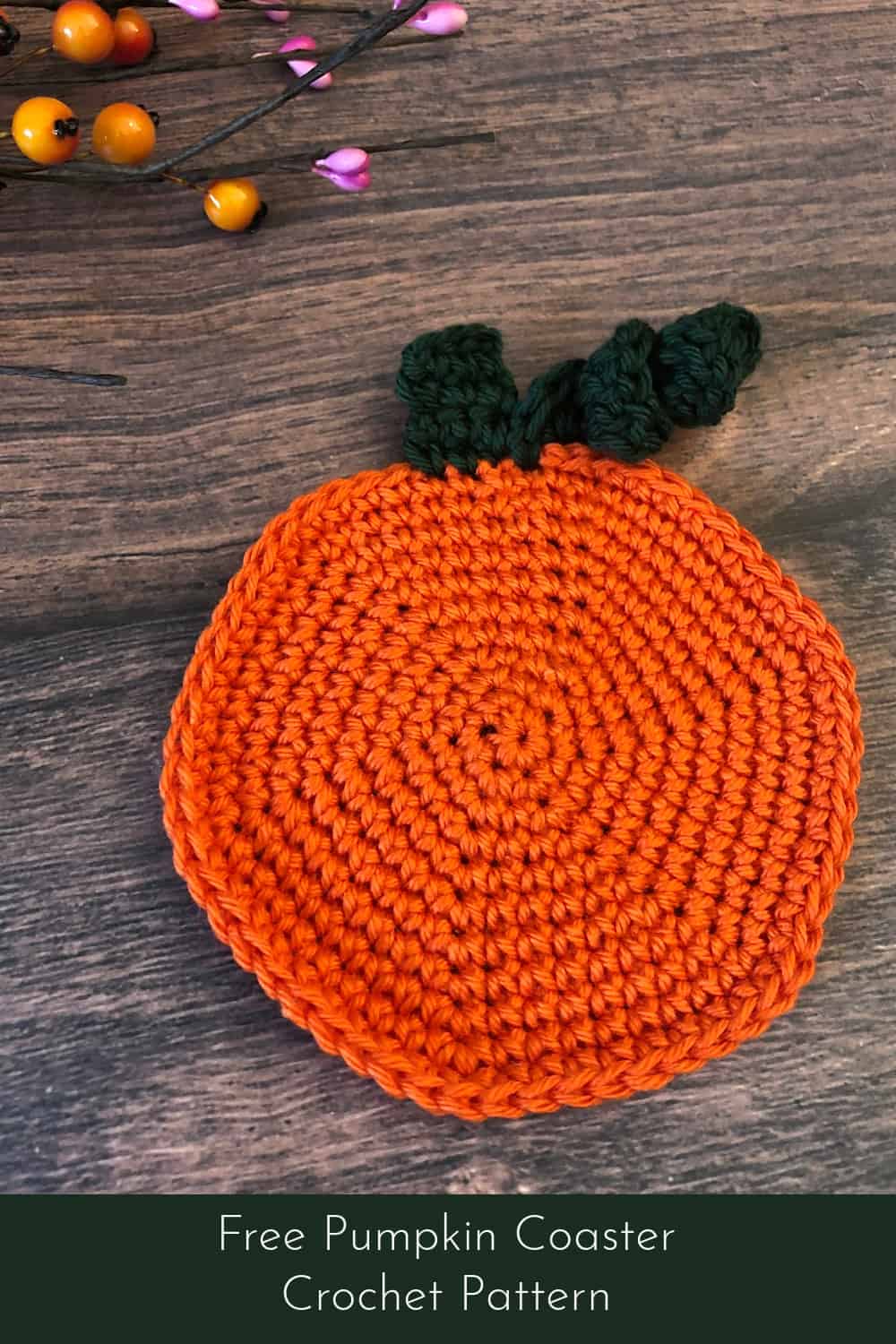 pin image orange cotton yarn pumpkin crochet coaster pattern.