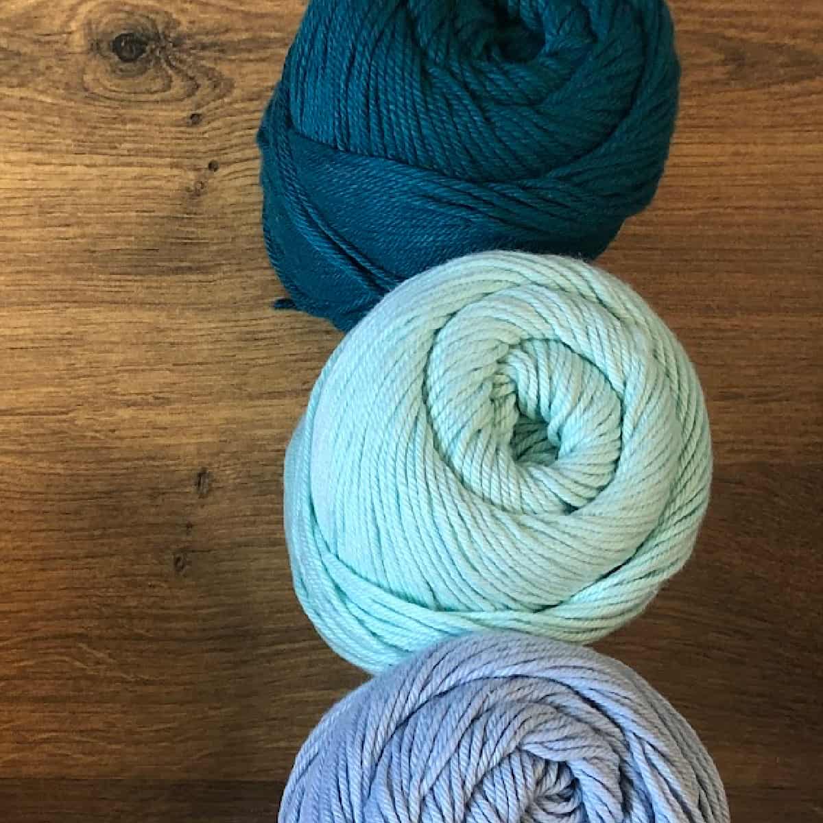 Cotton yarn teal, mint and blue.