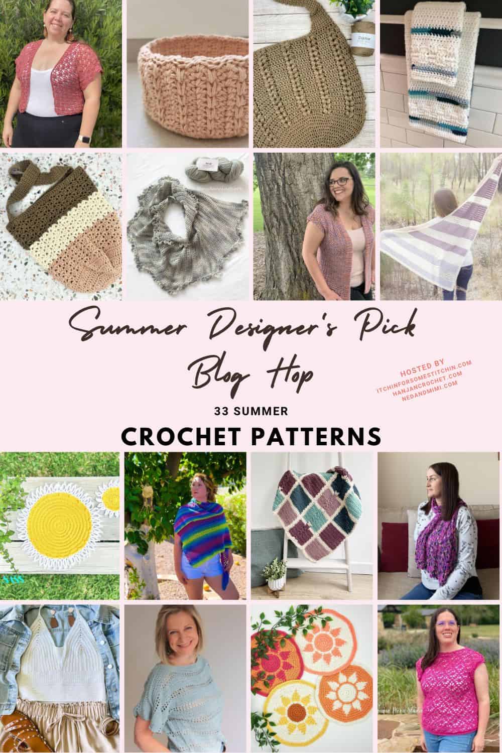 Pinterst collage with text of summer crochet designs.