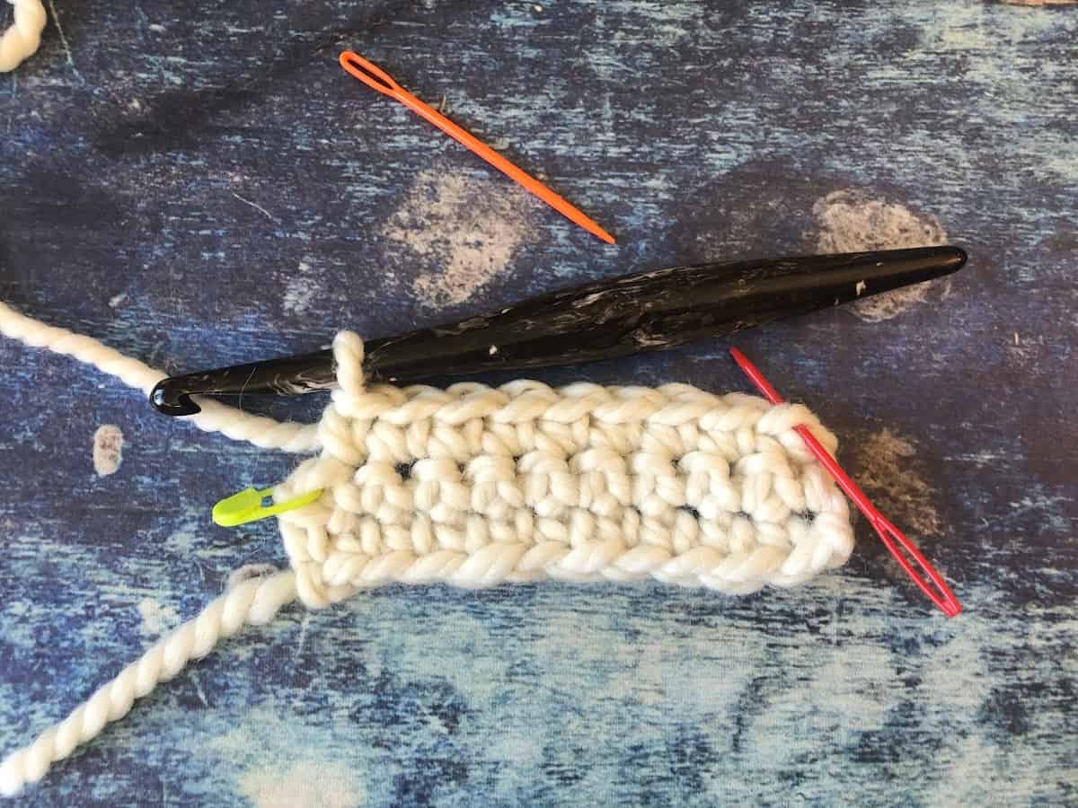 Single crochet rows with turning chain start.