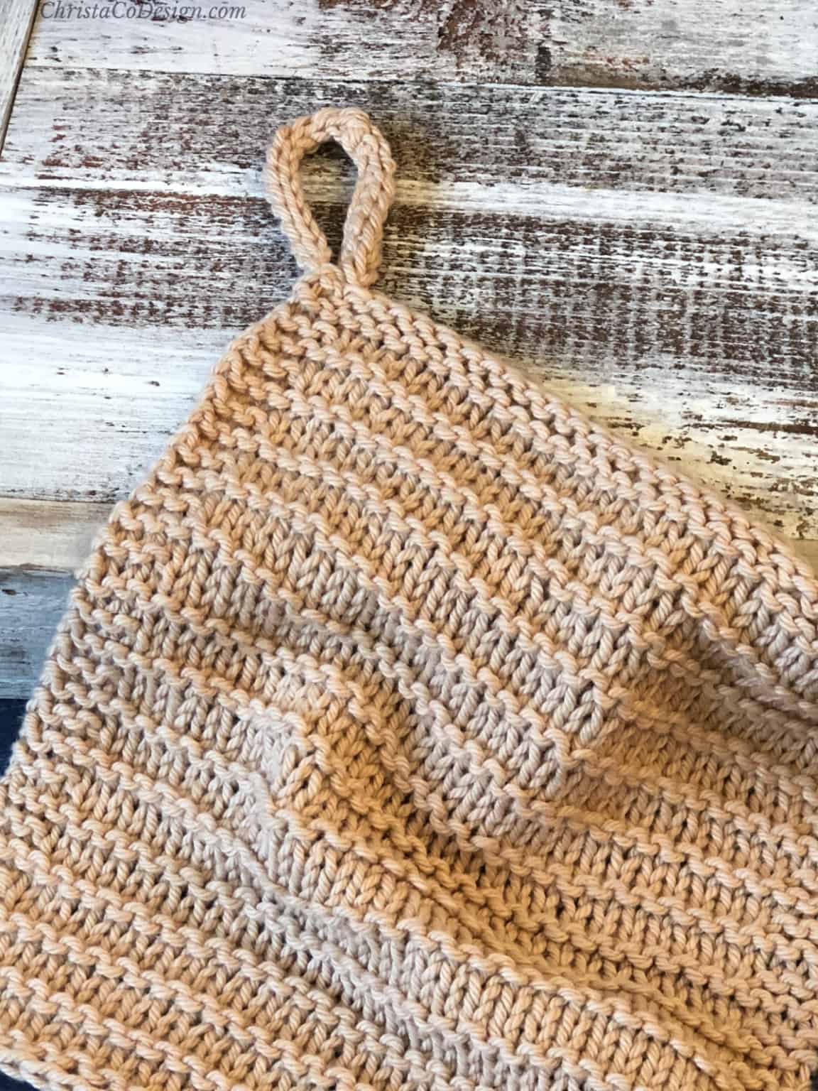 Easy How to Add a Hanging Loop to a Knit Dishcloth ChristaCoDesign