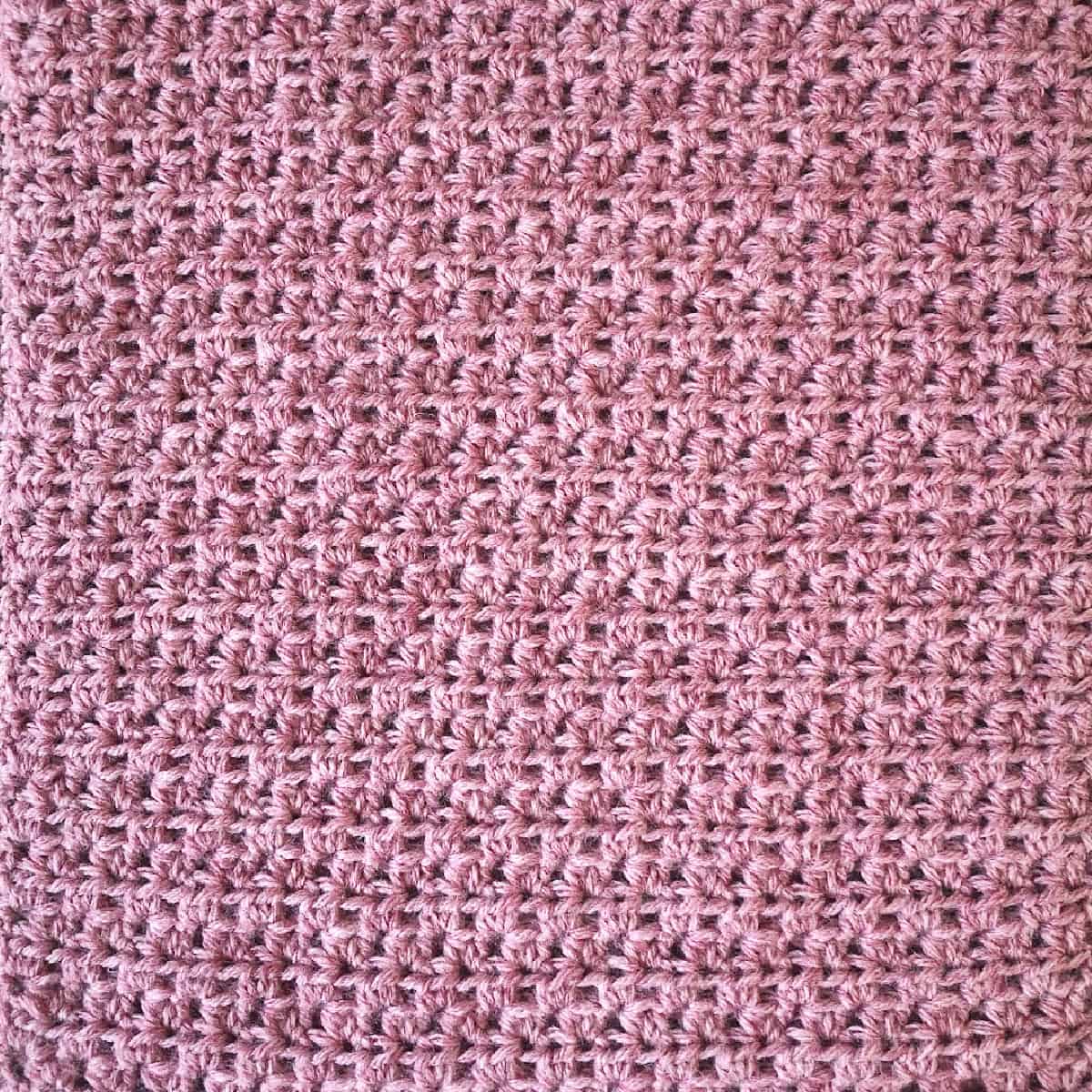 Pink half double crochet pair square.