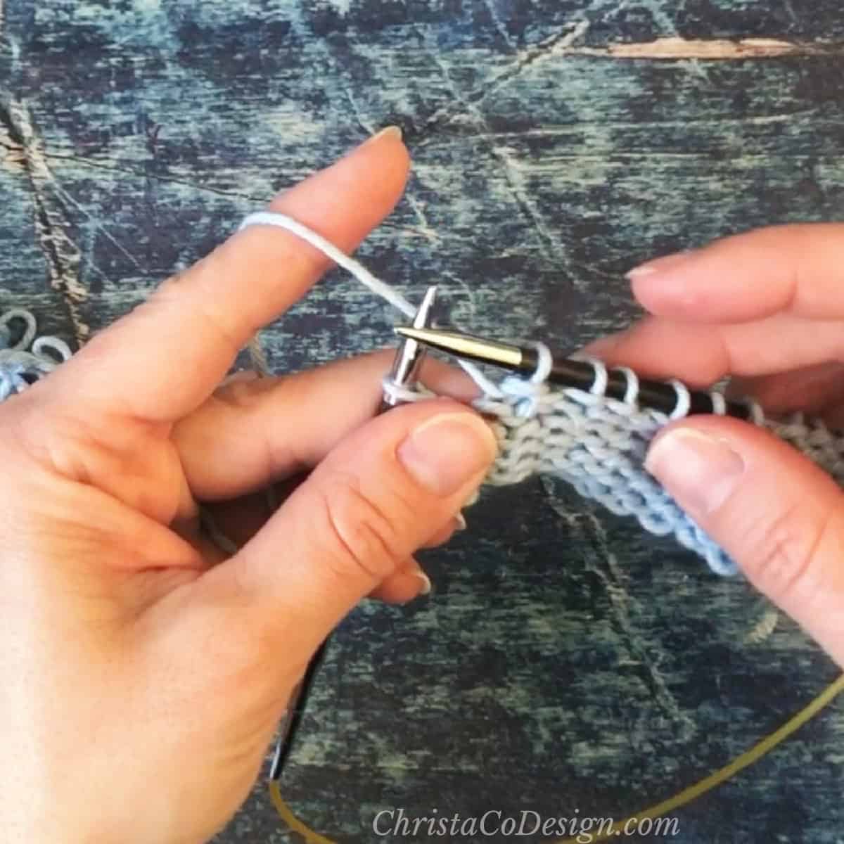Slide new stitch on to right needle.
