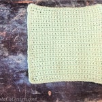 Finished dishcloth with single crochet border in mint.