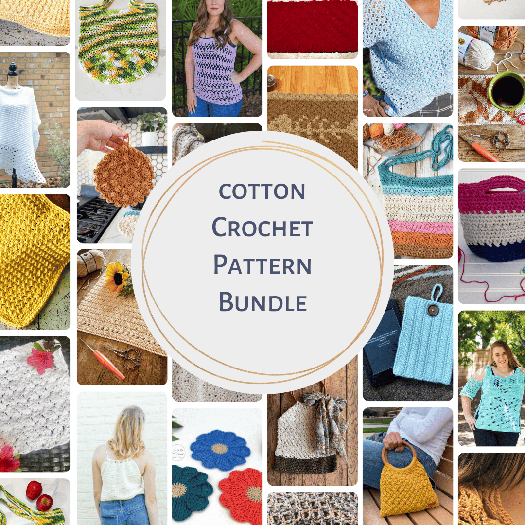 Collage of cotton crochet patterns.
