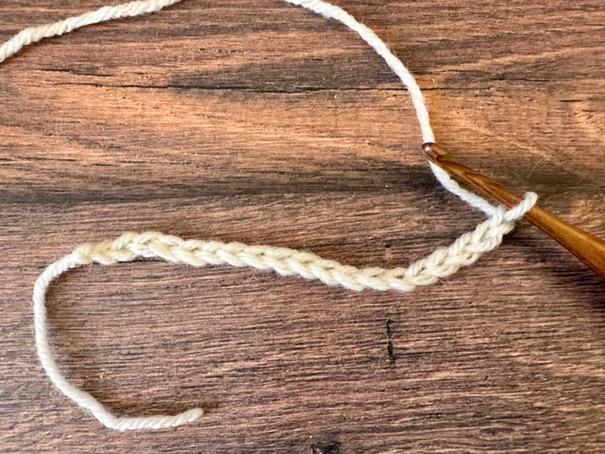 White crochet chain.