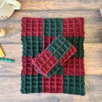 Red and green Christmas dishcloth with notions.