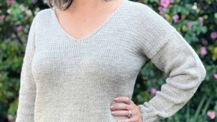 Alina V-Neck Sweater Top Down Knitting Pattern Free - ChristaCoDesign